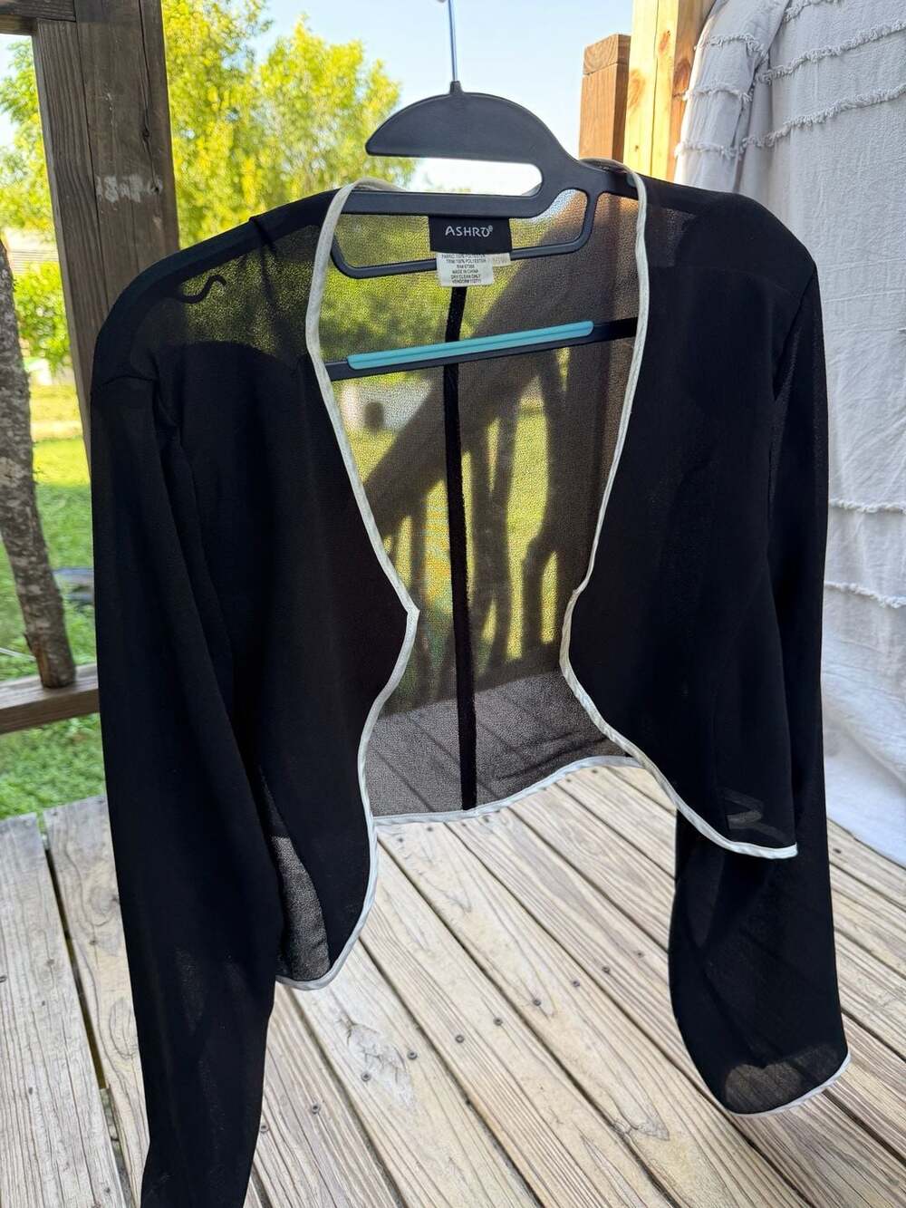 Ashro Women's Black Bolero Shrug with White Contrast Trim